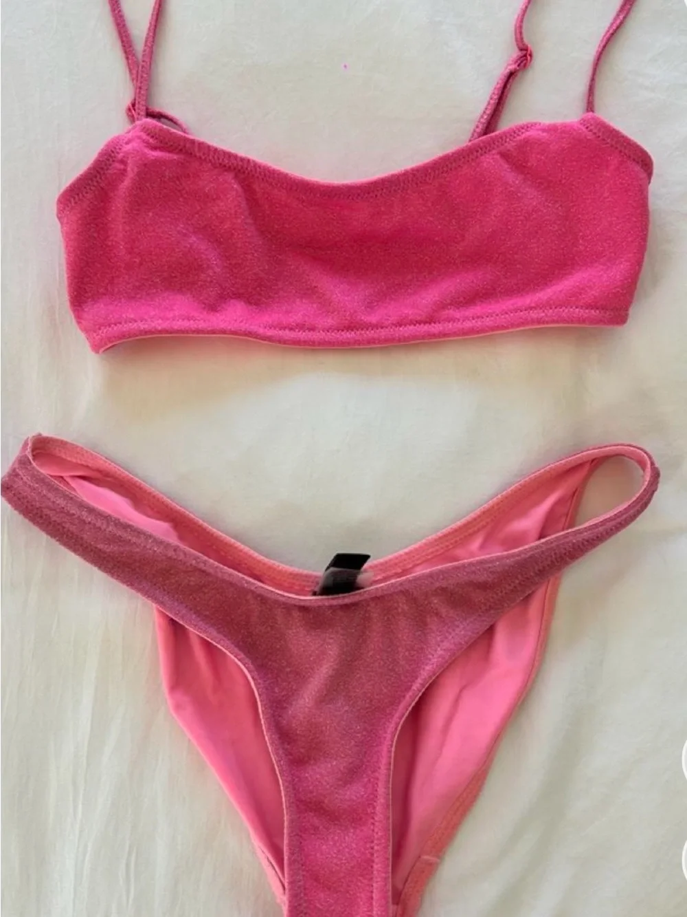 triangl swimwear Hot Pink Velvet-Look Bikini Set